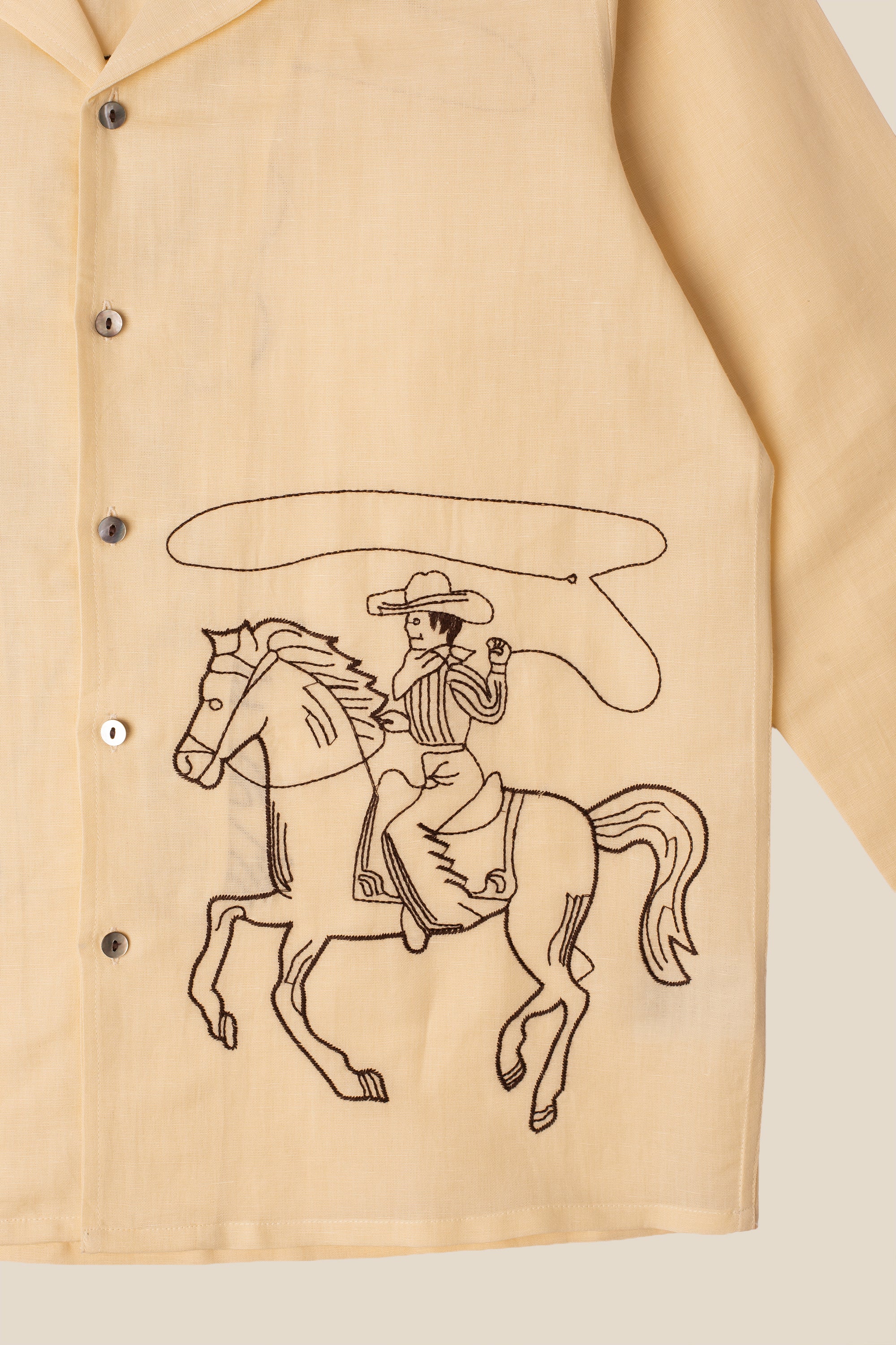 Camicia in 100% Lino con ricamo Cowboy