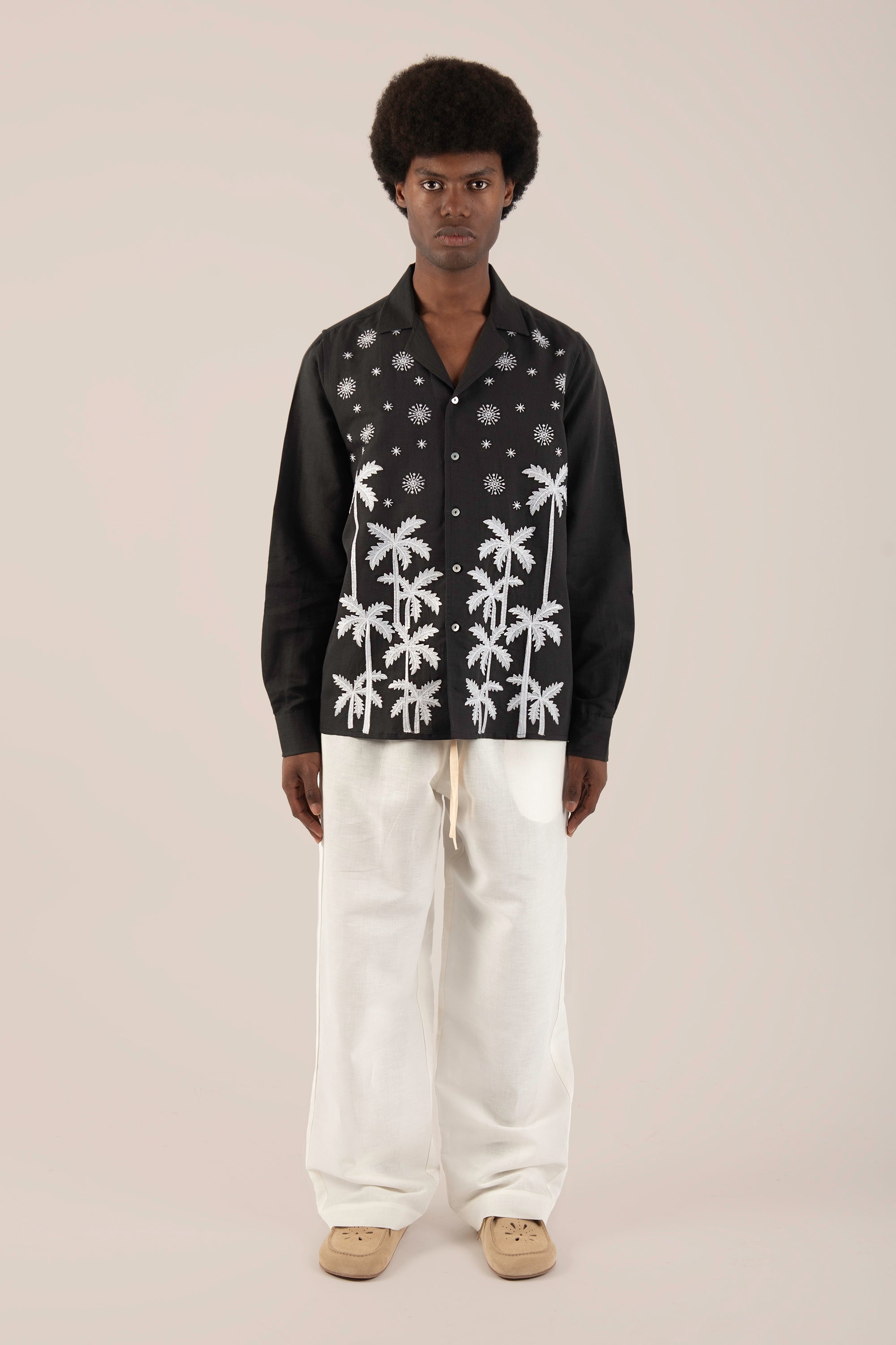 Camicia in 100% Lino con Ricamo Copacabana