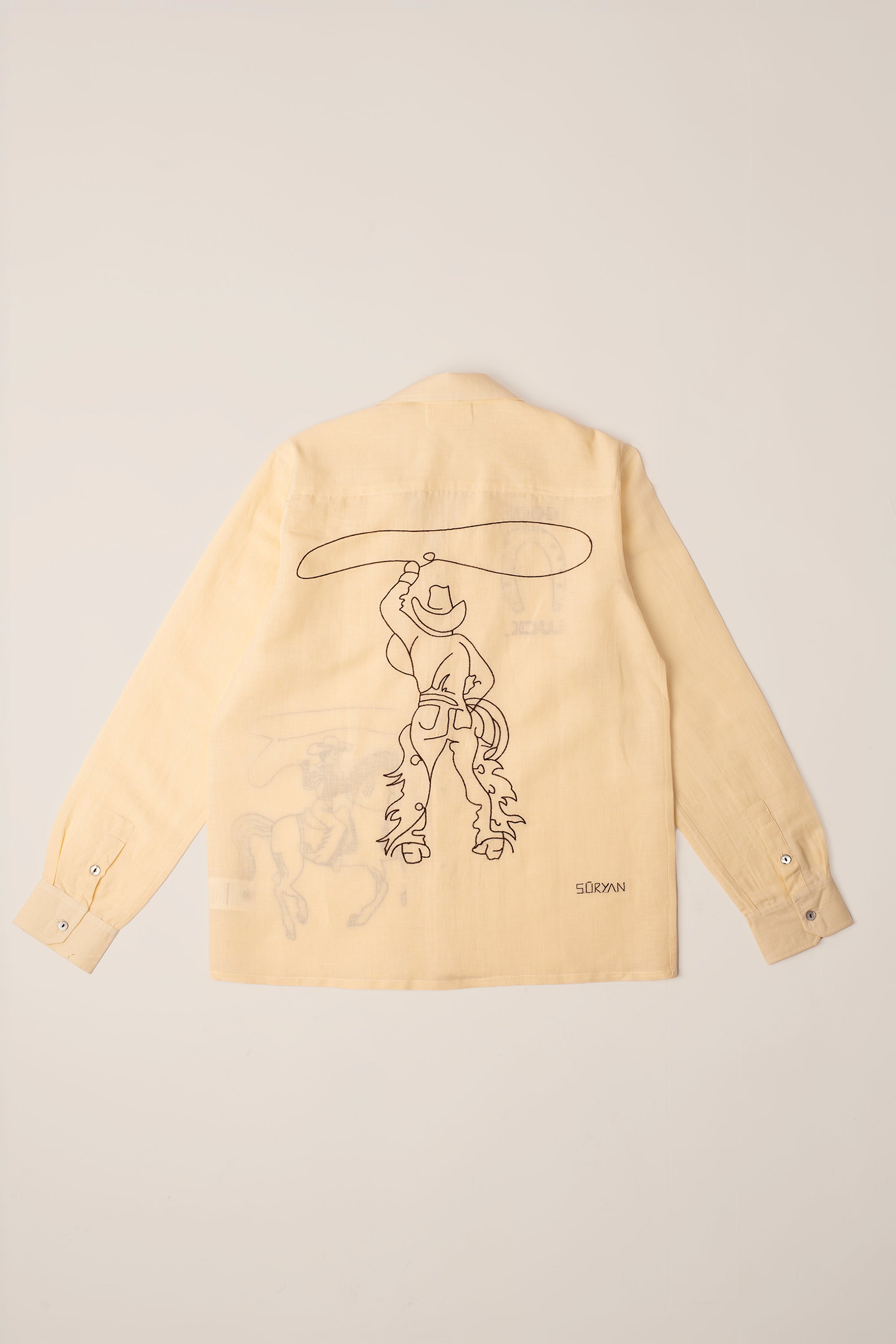 Camicia in 100% Lino con ricamo Cowboy