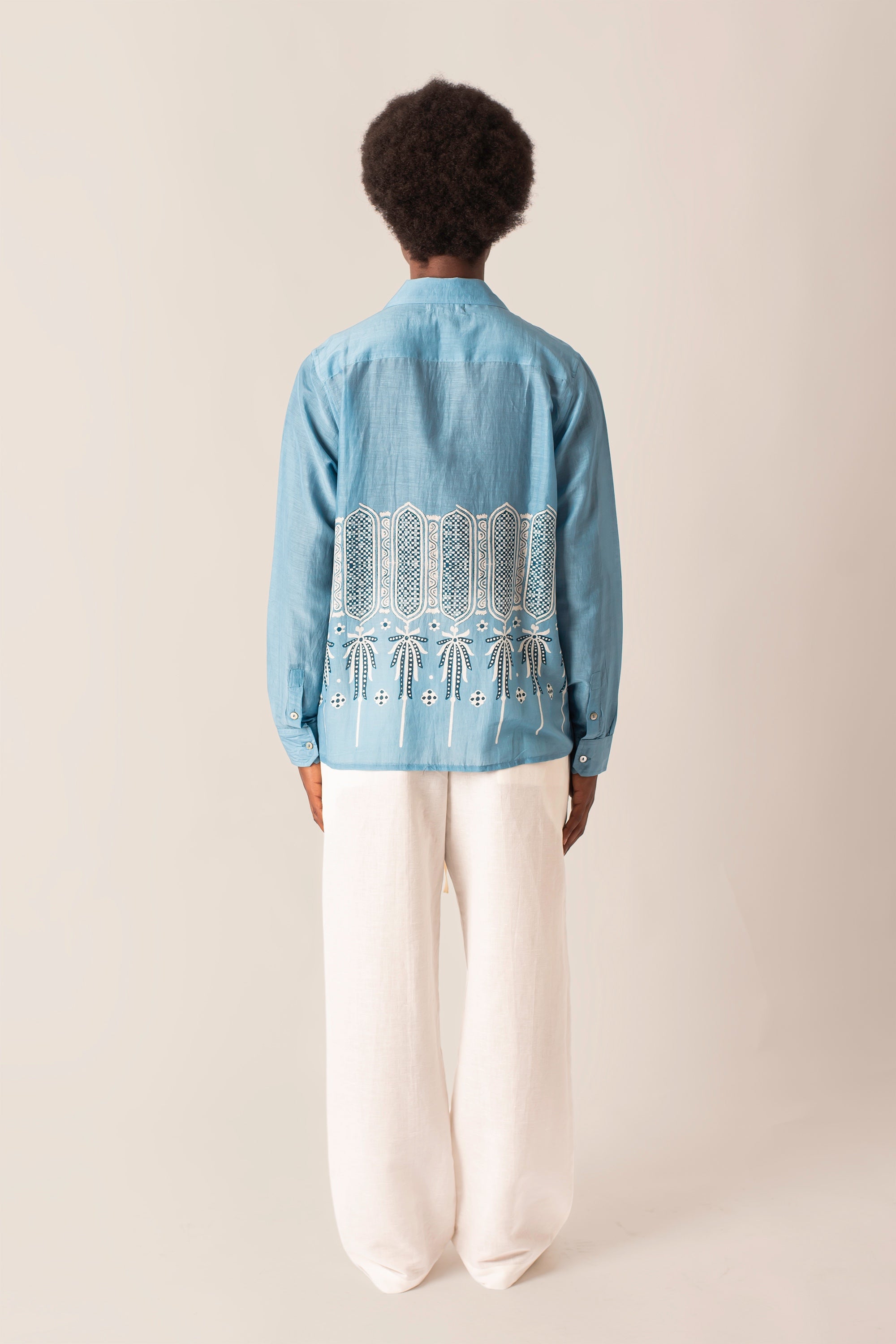 Camicia in Seta e Cotone Indigo Caravan