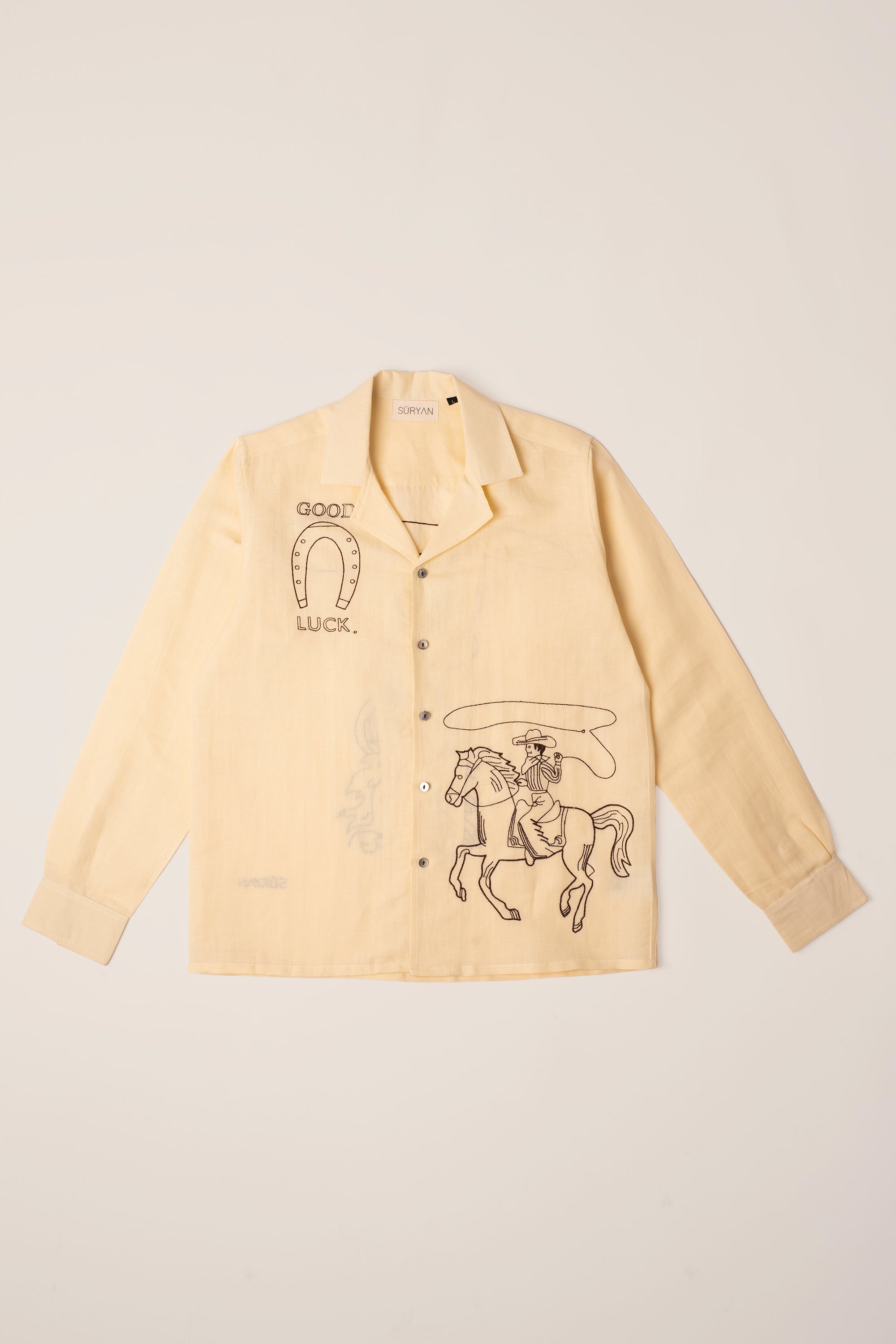 Camicia in 100% Lino con ricamo Cowboy