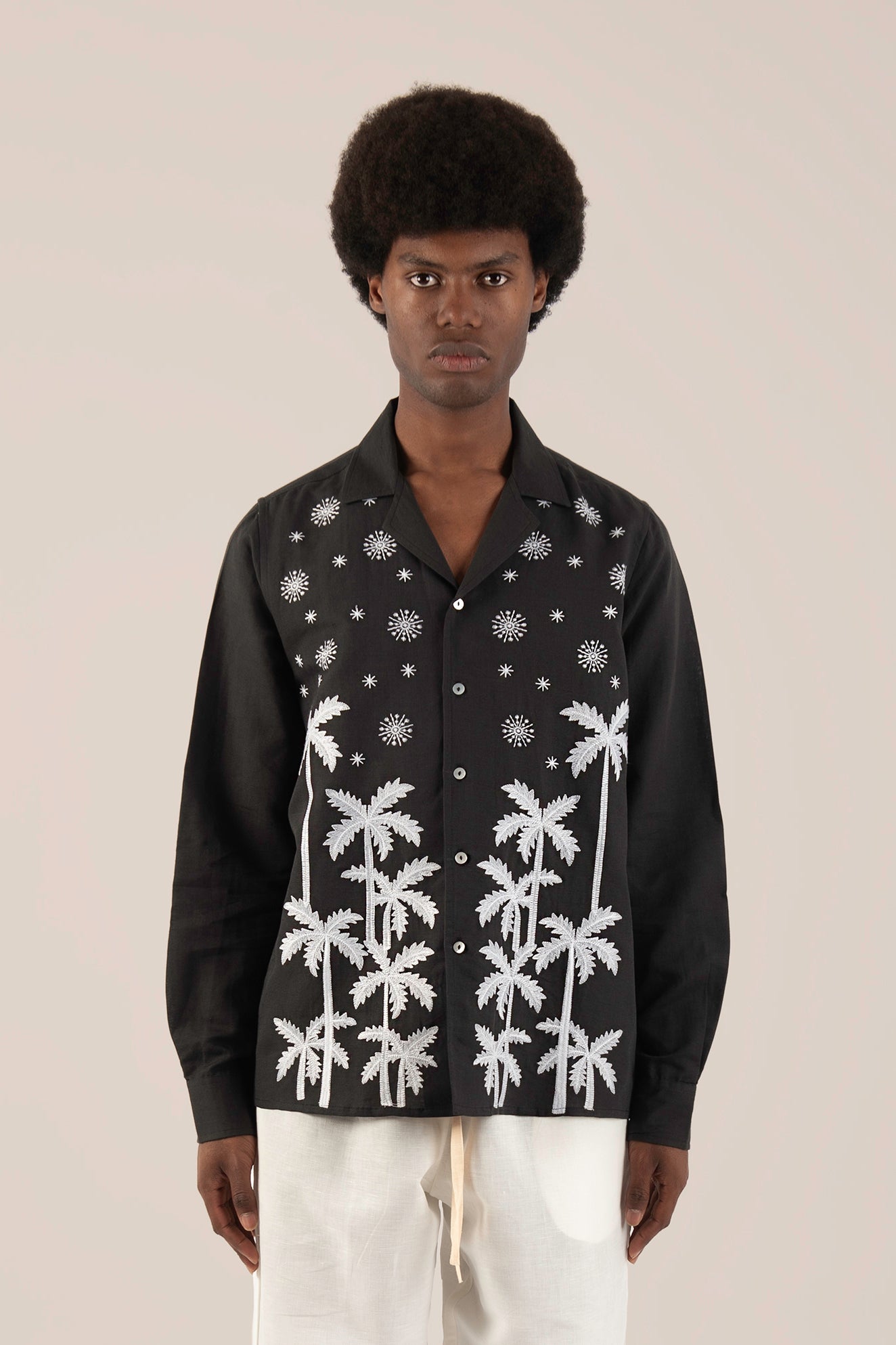 Camicia in 100% Lino con Ricamo Copacabana