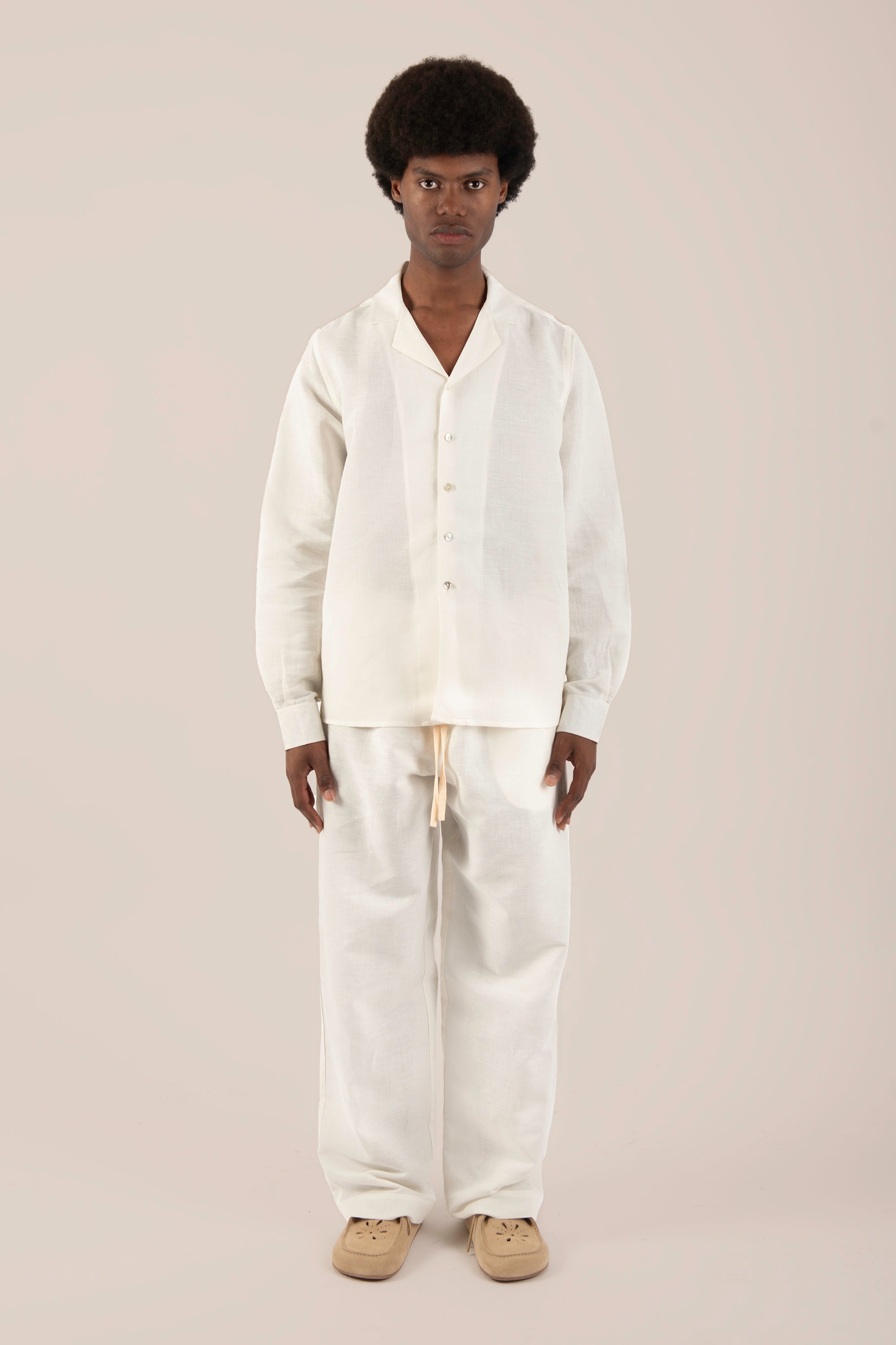 Camicia in 100% Lino Collo Bowling