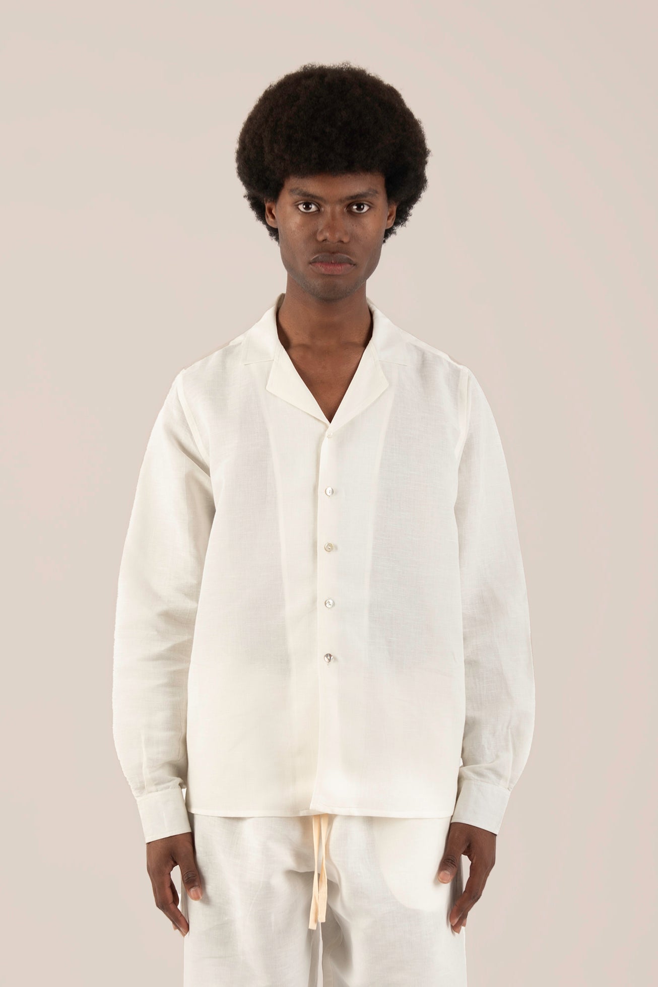 Camicia in 100% Lino Collo Bowling