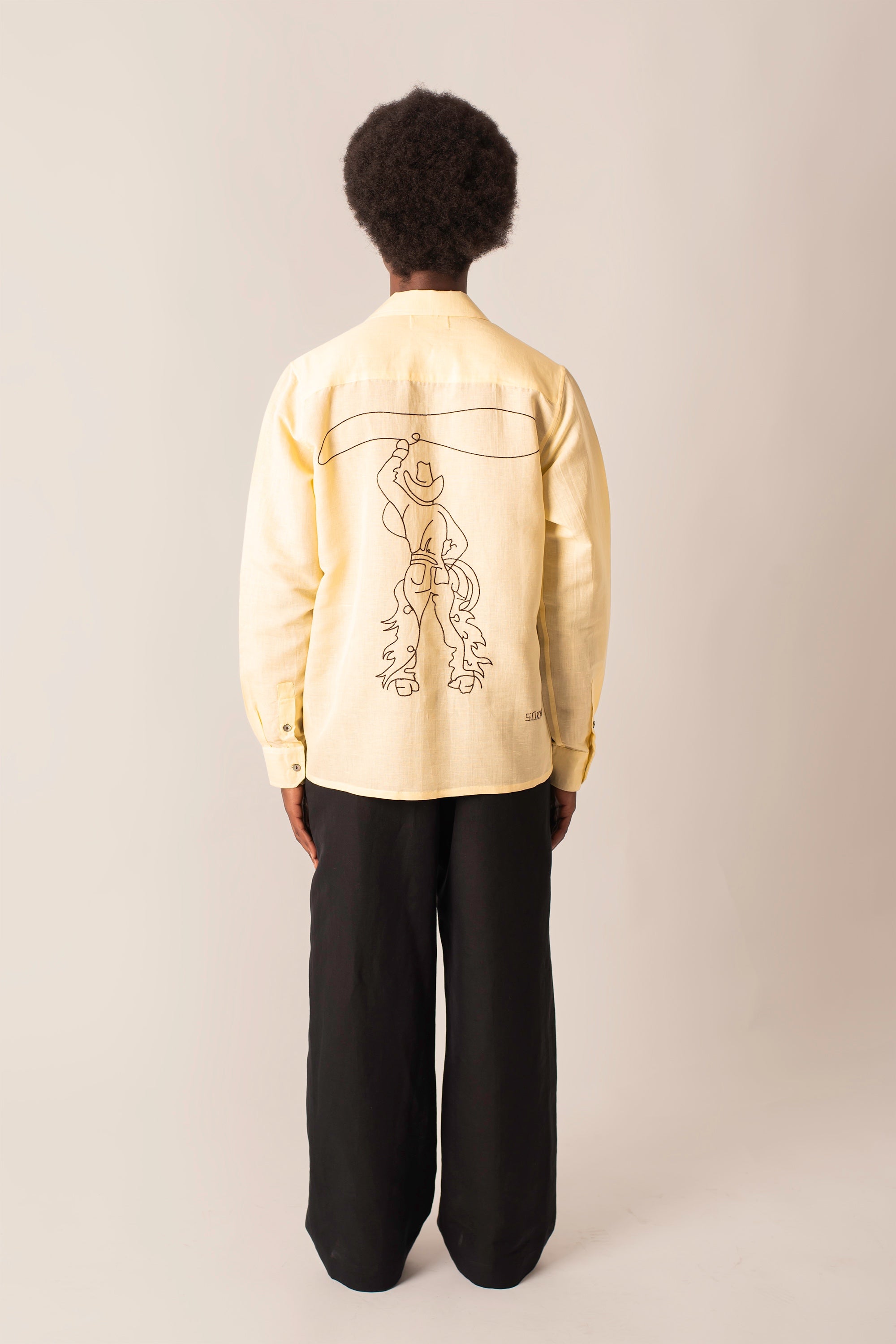 Camicia in 100% Lino con ricamo Cowboy
