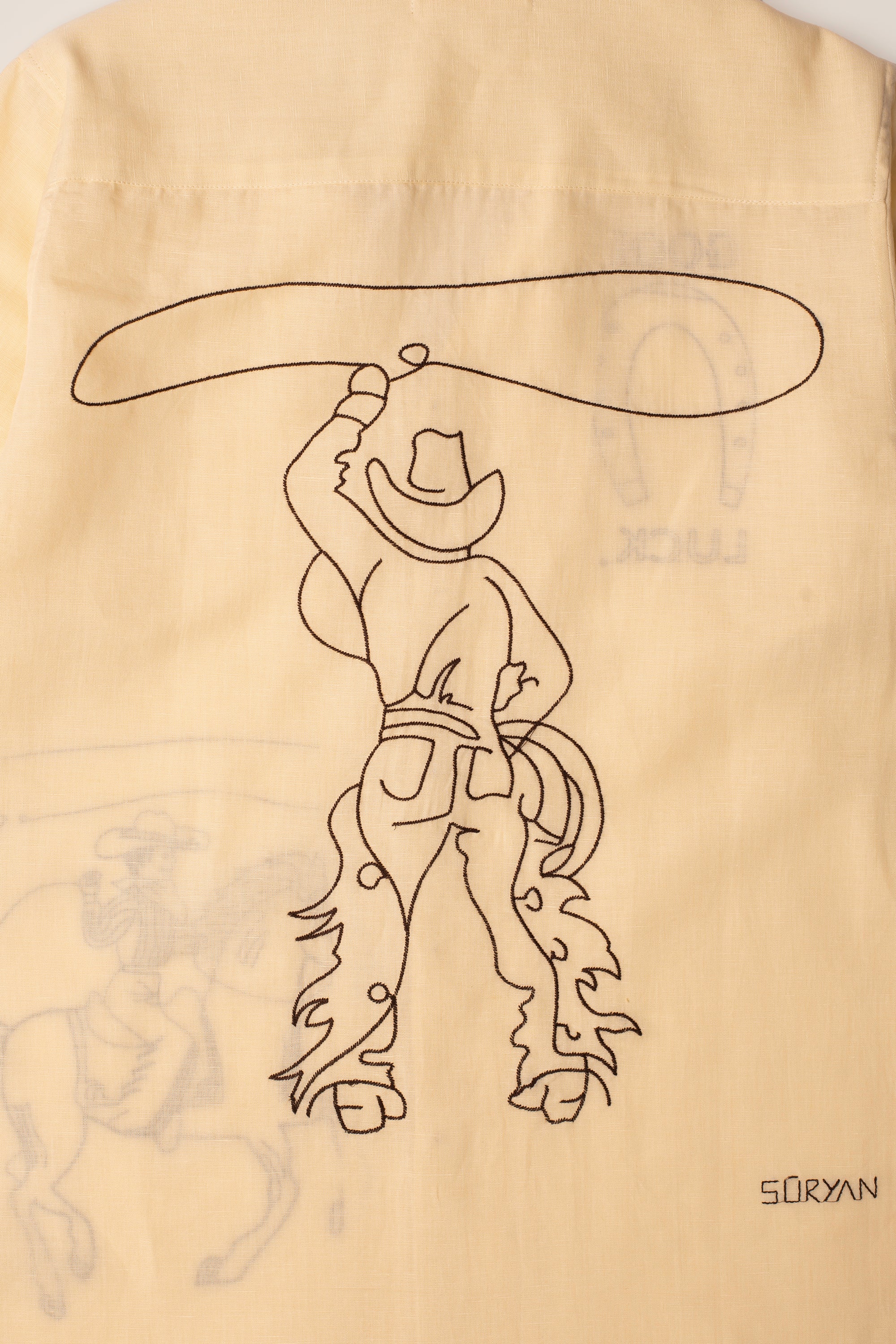Camicia in 100% Lino con ricamo Cowboy