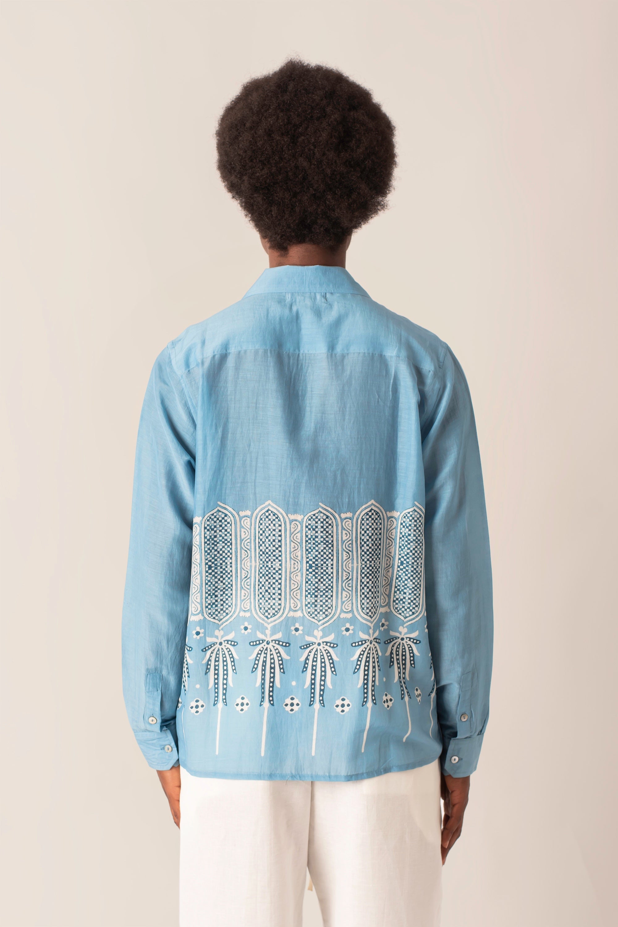 Camicia in Seta e Cotone Indigo Caravan